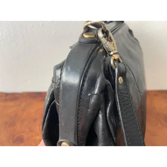 VTG Franco Godi Italia Black Crocodile Embossed Leather Satchel Style Handbag - Picture 11 of 16